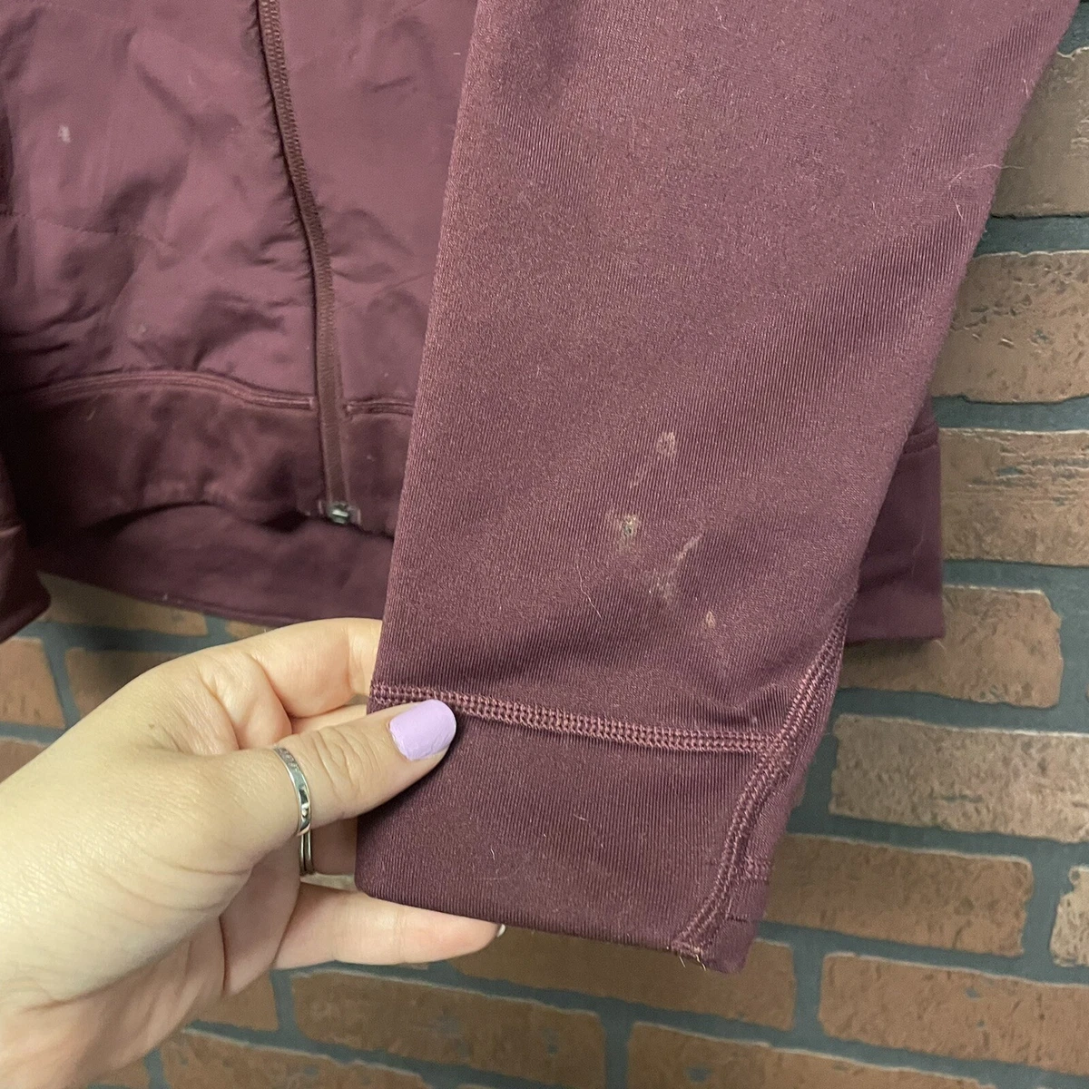 Patagonia Womens Lightweight Maroon Full Zip Hooded Jacket Size