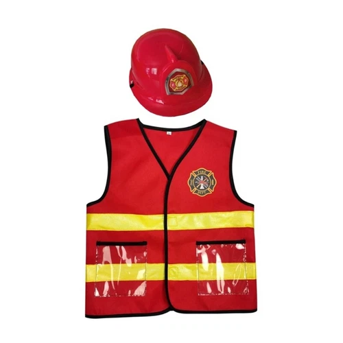 Kids Fireman Costume Cosplay Firefighter Fire Chief Dress Clothes Toys Role Play - Picture 13 of 19