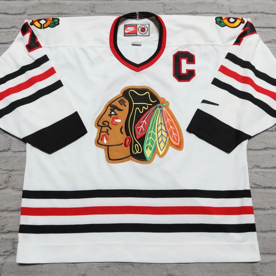 Camiseta deportiva de hockey vintage de los Chicago Blackhawks Chris Chelios 52 Nike cosida auténtica Foto 2 de 4