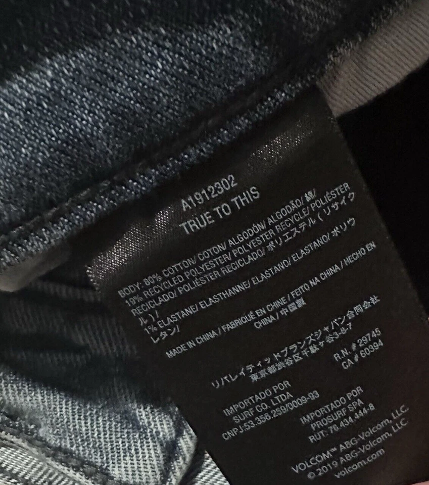 Volcom Jeans Mens Size 31 Blue Denim Vorta Slim Straight Skater Y2K Casual - Image 3 of 4