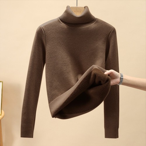 Cozy Women's Knitted Pullover Tops Thicken Fleece Lined Winter Sweater UK - Picture 22 of 48