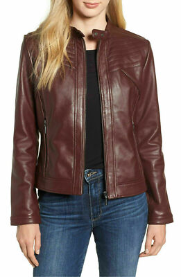 Attractive New Women's Burgundy Jacket 100% Soft Lambskin Stylish Slim FitJacket
