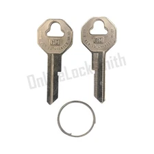 2 Uncut Ignition & Door Key Blanks Set For Buick Chevy GM Vehicles with Logo