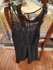 Forever 21 Black White Polka Dot Dress Mesh Sz. Small
