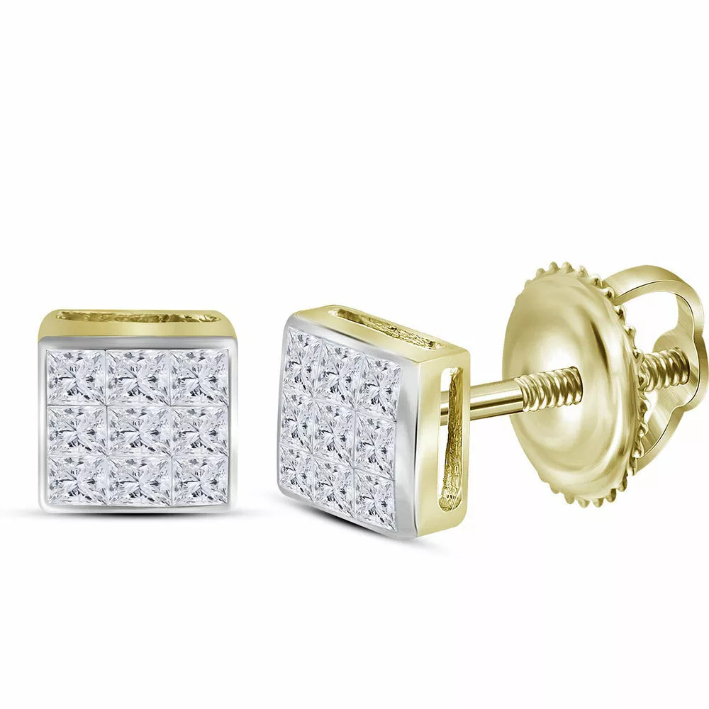 Diamond square cluster stud earrings sale