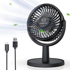 Mini Desk Fan, USB Powered Desktop Fan with 4 Speeds, Small but Powerful Black