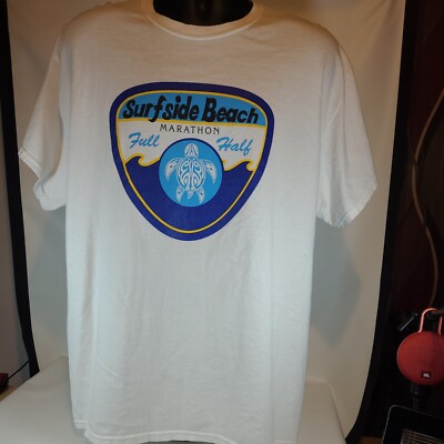 Surfside Beach  Marathon Shirt White Size XL Short Sleeve