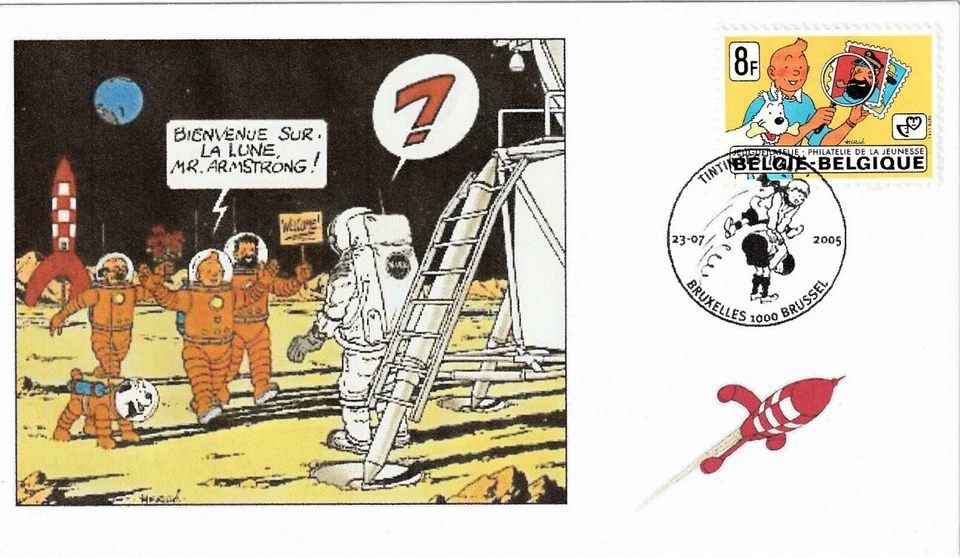 BELGIQUE 1939 Cachet BRUXELLES lune moon BD TINTIN HERGÉ Quick Flupke 2005 (3) - Photo 1/1