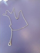 Y Drop Adjustable Open Heart Charm Stainless Pendant Silver Necklace Nice     