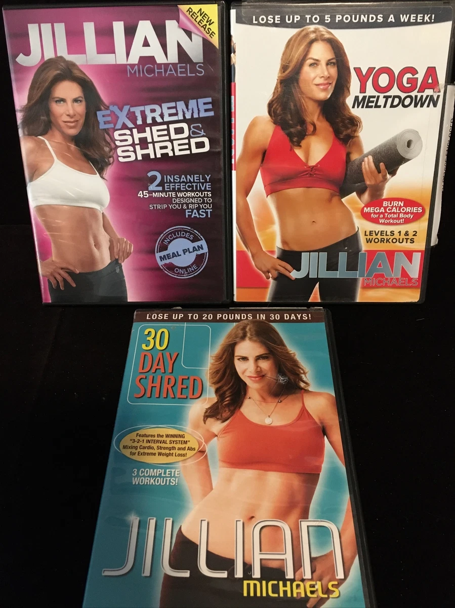 Jillian Michaels Work Out DVD, 30 Day Shred, Extreme Shed & Shred, Yoga  Meltdown