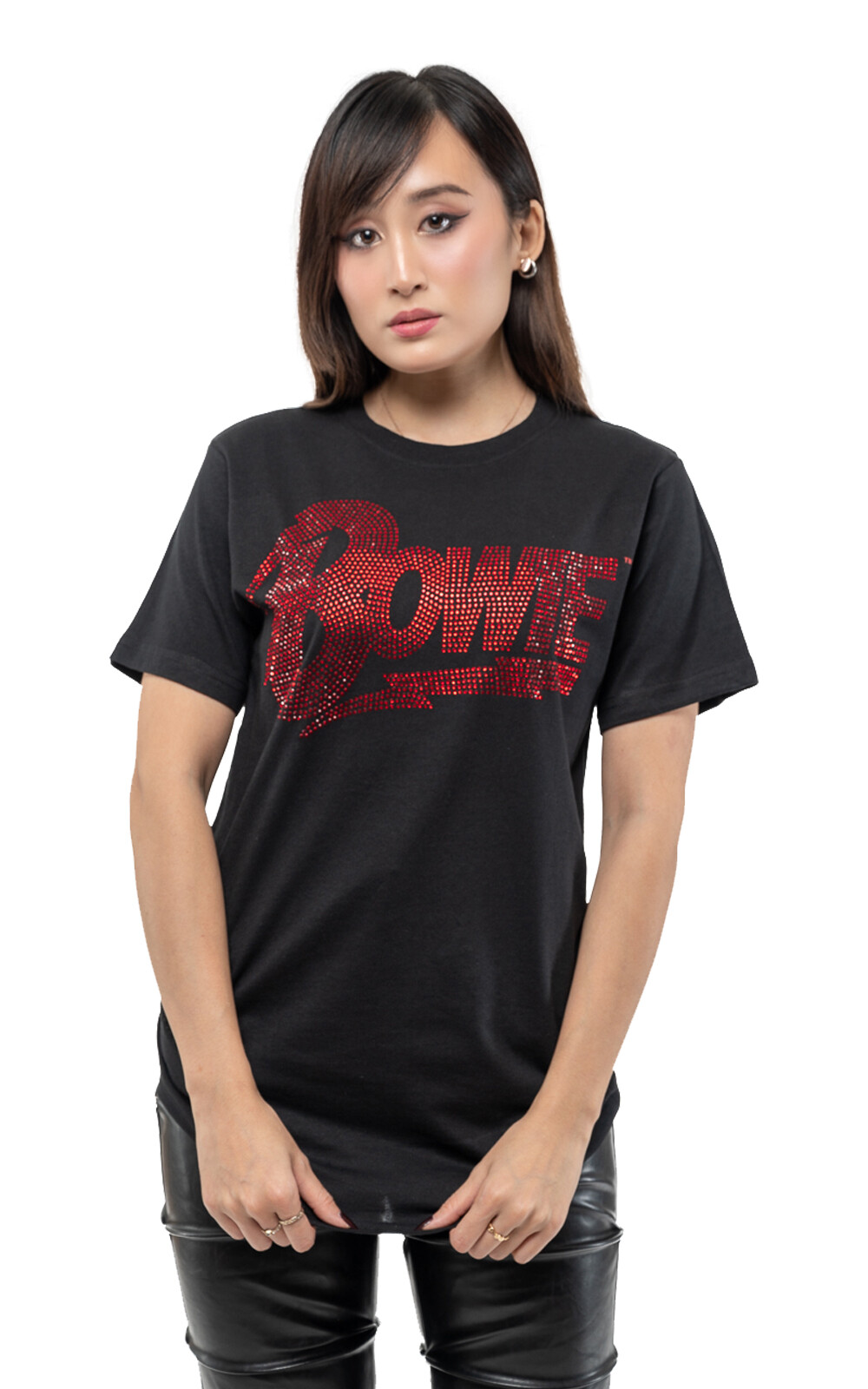 Official Unisex Black David Bowie Diamante Flash Logo T-Shirt