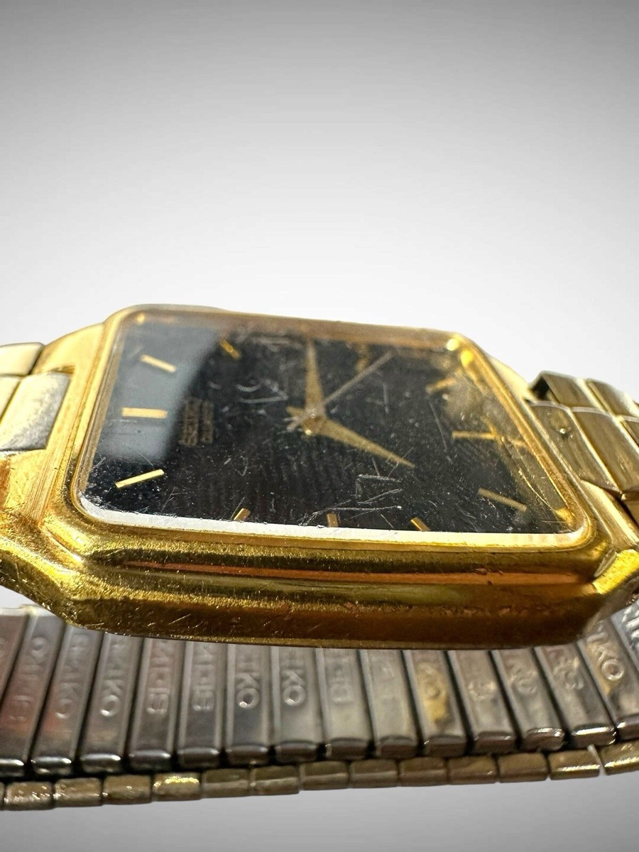 Seiko Men's 7N33-5028 Black Face Gold Tone Original Sieko