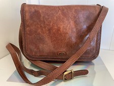 Vintage The Bridge Brown Distress Leather Messenger Crossbody Bag Purse