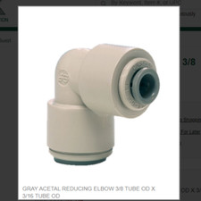 GRAY ACETAL REDUCING ELBOW 3/8 TUBE OD X 3/16 TUBE OD # PI211206S
