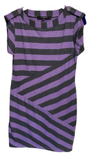 Nine West A-Line Dress Size 2 abstract striped Sleeveless Purple & Gray