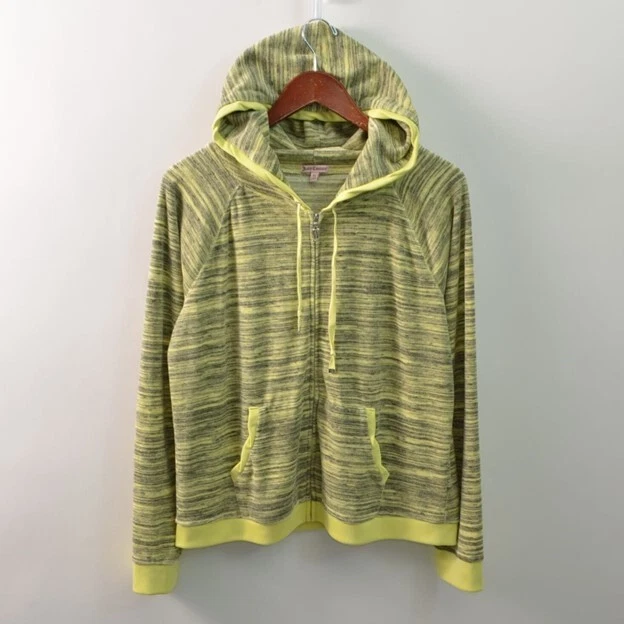 Juicy Couture XL/L Velour Tracksuit Matching Set Hoodie Shorts Yellow Blue Pink - Image 3 of 4