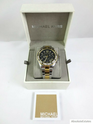 NEW Michael Kors Everest Two Tone Gold & Silver Black Chronograph Watch MK7209 - Picture 3 of 5