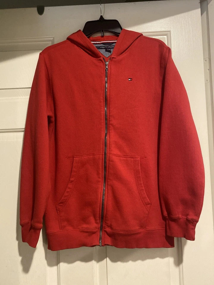 Moletom com capuz Tommy Hilfiger masculino unissex XL 20 vermelho zíper completo B91 - Imagem 4 de 4