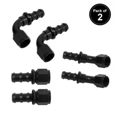 LokoCar 6AN 8AN 10AN Push Lock Hose Fitting End 0° 45° 90° Degree Black 2PCS