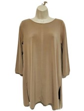 alfani dress S golden beige slight shimmer 3/4 sl side slit 