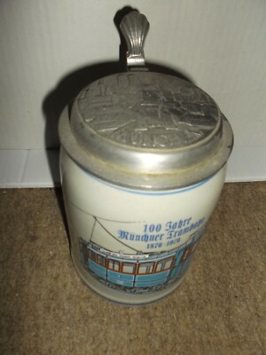 1/2 Ltr. Pitcher with tin lid, 100 years Munich tramway, there is still one
