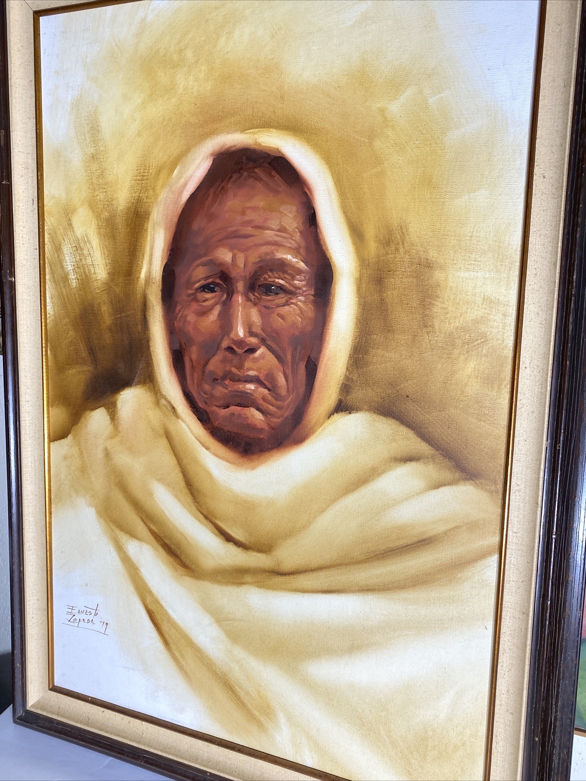 Ernesto Zepeda Large Portrait Oil Painting Well Done 1979 New Mexico