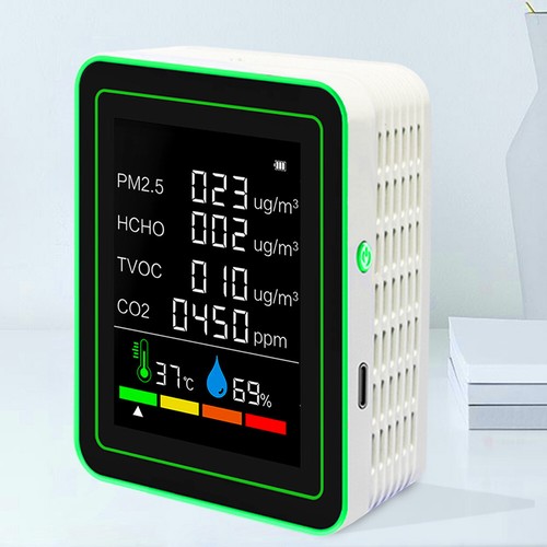 6 In 1 Air Quality Monitor Temperature Humidity Portable Formaldehyde Detector