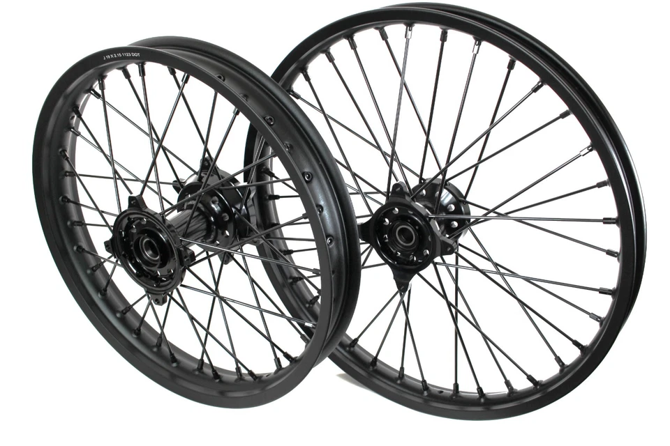 Juego de ruedas Suzuki RMZ250 2007/24 RMZ450 2005/2024 RMZ 250 RMZ 450 NEGRO Y NEGRO Foto 3 de 4