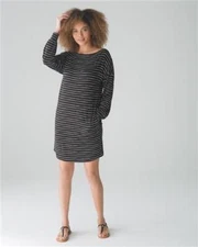 NWT Soma Weekend XL Long Sleeve Lounge Dress Artistic Stripe Black White #93242