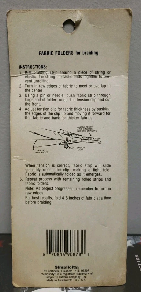 Simplicity Fabric Folders for Braiding - Art 7419- 3 Piece Set New - Image 2 of 2