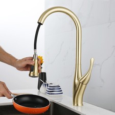 Kitchen Faucets Brushed Gold Sink Single Lever Pull Out Spring Spout Mixers Tap