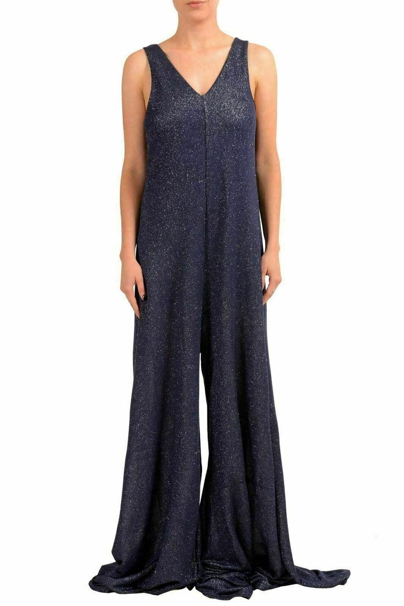 MM⑥ Vネックジャンプスーツ size.42 Maison Margiela MM6 Women's Sparkling Sleeveless Wide Leg Jumpsuit