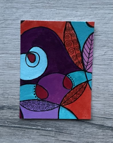 Aceo By Kenna Painting Abstract Swirls 1 Original Art Card 2.5” X 3.5” Signed - Picture 2 of 5