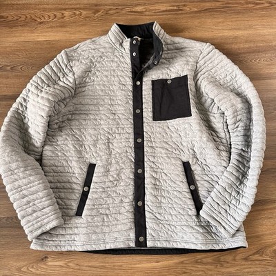 Duluth Trading Flintlock Men Full Snap Mock Neck Quilted Jacket Gray 2XL Outdoor