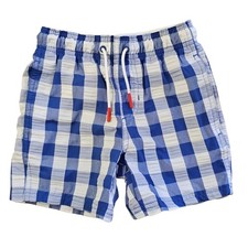 Cat  Jack Boys 4/5 Swim Shorts XS Blue White Checkered Print XSmall Toddler 4 5