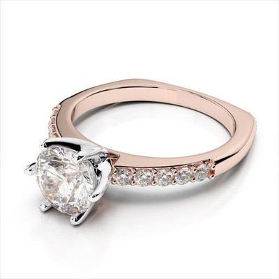 1.70 Ct Round Cut Lab Created Diamond Wedding Ring 14K Solid Rose Gold B