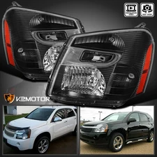 Black Fits 2005-2009 Chevy Equinox Replacement Headlights Lamps Left+Right 05-09