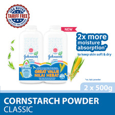 2 x Johnson  s Baby Powder Classic Cornstarch 500g   Gentle Talcum Powder for Bab
