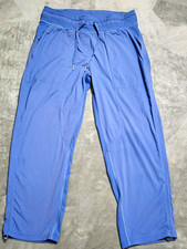 Lululemon Dance Studio Mid-Rise Crop Pants Womens Size 8 Blue Ribbed Cinch Hem