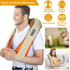 Electric Neck Shoulder Massager with Heat Deep Tissue Shiatsu Back Pillow