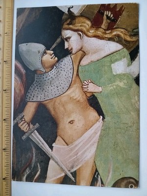Vintage KUNST Zeichnung Gemälde Postkarte Orcagna Inferno Museo dell'Opera Di Santa