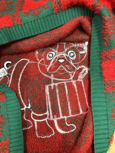 HOLIDAY CUTE SWEATER WINTER THICK EMBROIDERED FRENCH BULLDOG PLUS SIZE 2X GIFT - Picture 11 of 13