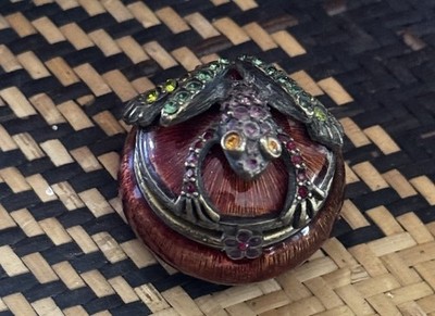 スワロフスキー　ウェザーフロッグ　かえる　ハシゴ Vintage SWAROVSKI Crystal Jeweled Rhinestone FROG Trinket Box, JAY