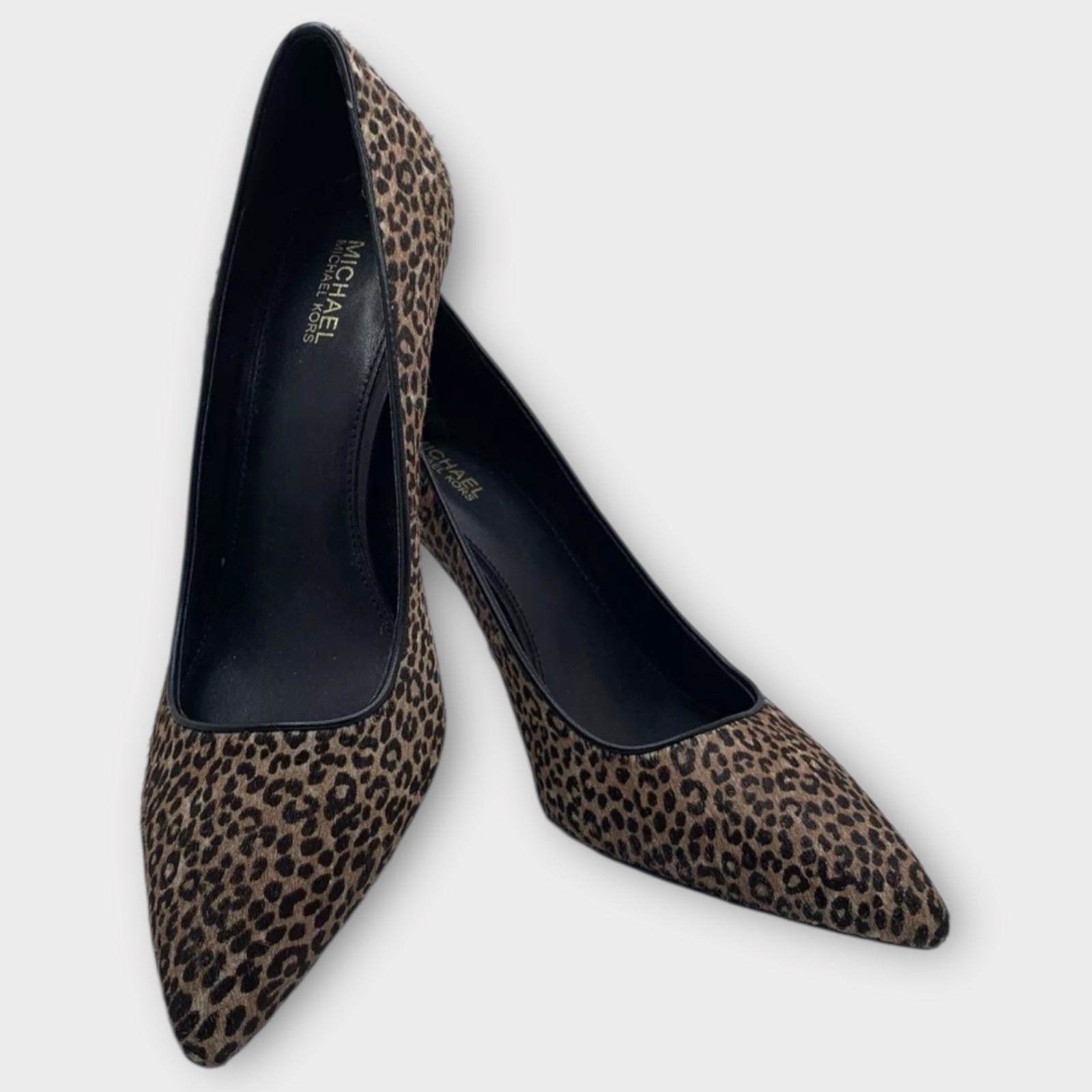 NEW Michael Kors Women’s Size 7.5 Cheetah Leopard Print Heels Pointed Toe Brown