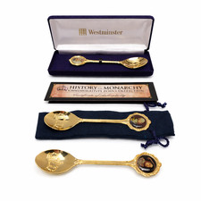 Westminster Mint Royal Commemorative Spoons 22ct Gold Plated Set Box & COA