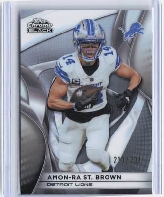2025 Topps Chrome Black #35 Amon-Ra St. Brown White Refractor #/299