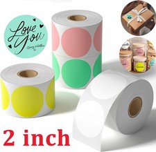 2  50 50mm Round Thermal Label Multi-Purpose Self-Adhesive Name Tag Logo Sticker