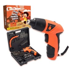 JoyTown Kids Real Power Drill Set   Electric Cordless Medium, Orange Black