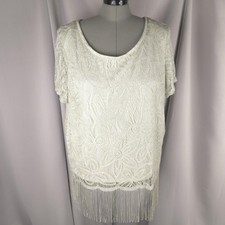 Vtg 90s Onyx Nite Tunic Womens 4X Crochet Fri...