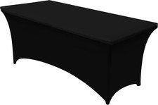 Spandex Tablecloth 1 Pack 8FT, Black Tight, Fitted, Washable and Wrinkle